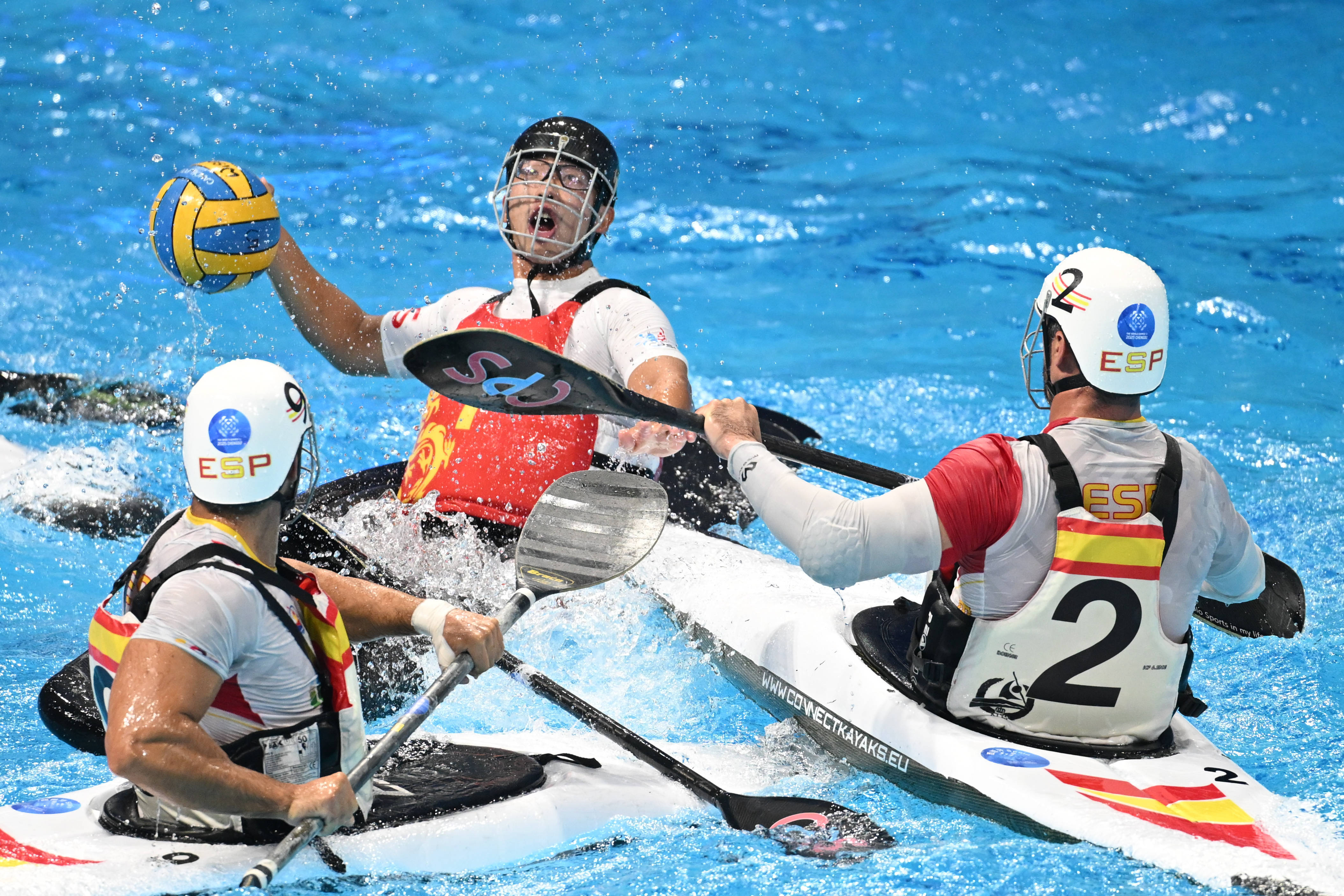 虎扑平台-（成都世运会）皮艇球——男子第5-8名安慰赛半决赛：中国队不敌西班牙队