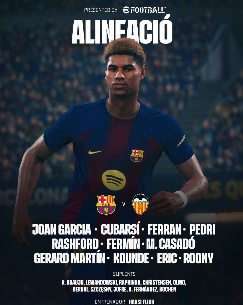 虎扑app-巴萨vs瓦伦西亚：拉什福德、巴尔德吉首发，莱万替补